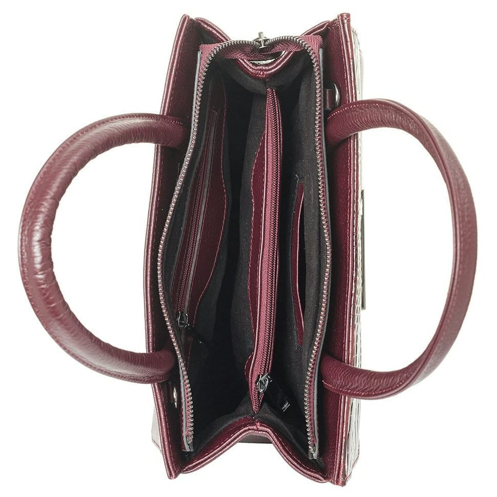 Сумка жіноча шкіряна Desisan 4031-626 бордо кроко лак