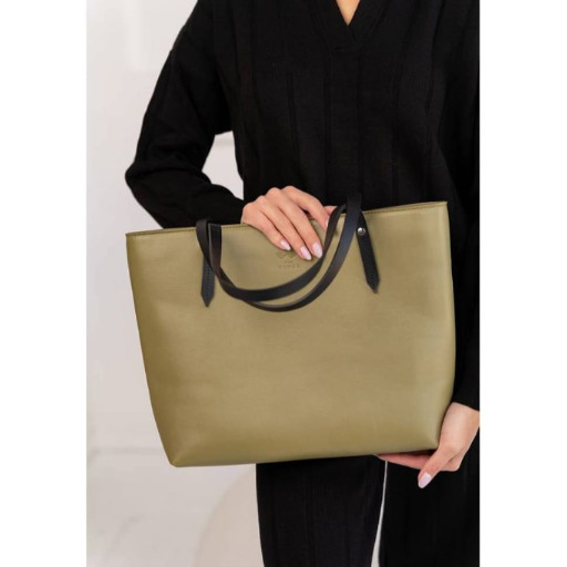 Кожаный шоппер Walker Mini оливковый краст