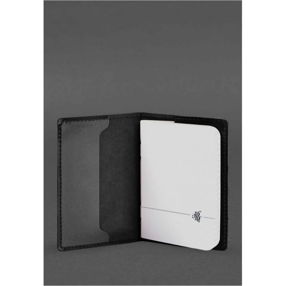 Шкіряна обкладинка для військового квитка офіцера запасу 8.2 чорна Crazy Horse