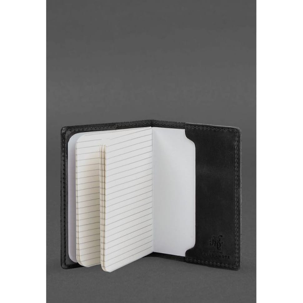 Шкіряна обкладинка для військового квитка офіцера запасу 8.2 чорна Crazy Horse