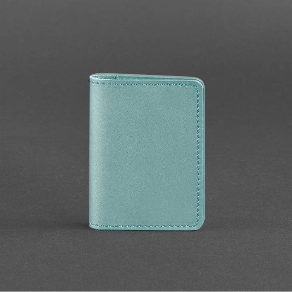Жіночий шкіряний кард-кейс (візитниця) 6.0 бірюзовий