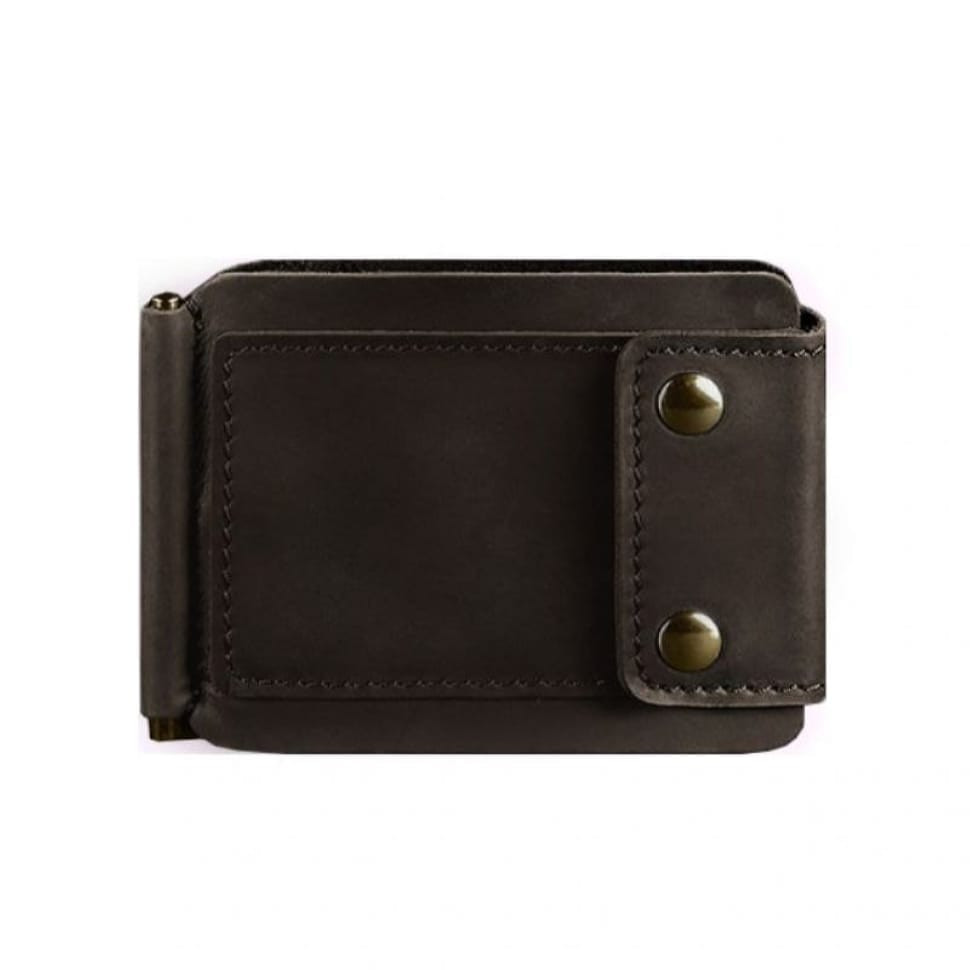 Чоловічий шкіряний портмоне темно-коричневий 10.0 затискач для грошей Crazy Horse
