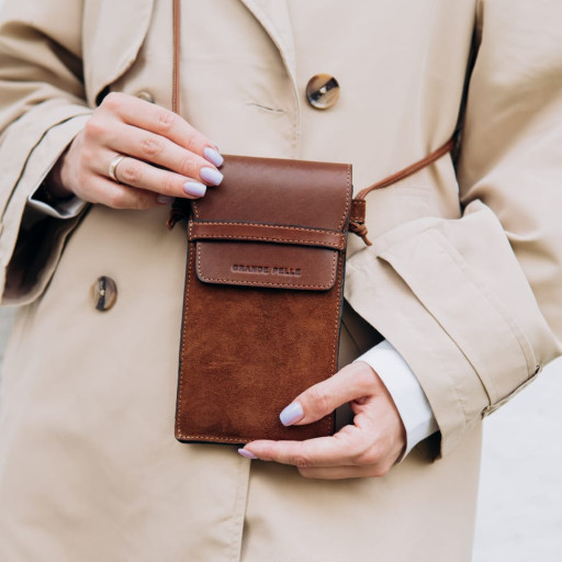 Міні сумка чохол для телефону, панч Grande Pelle 70352323 теракот