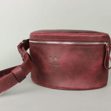 Leather belt bag burgundy vintage