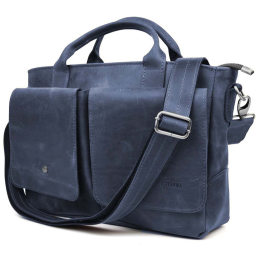 Сумка-портфель чоловіча на плече з ручками TARWA Cіній RК-3990-3md
