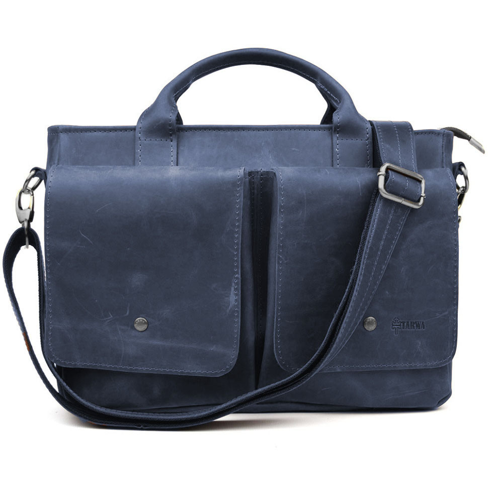 Сумка-портфель мужская на плечо с ручками TARWA Cиний RК-3990-3md