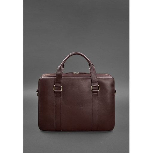 Шкіряна сумка для ноутбука та документів бордова.