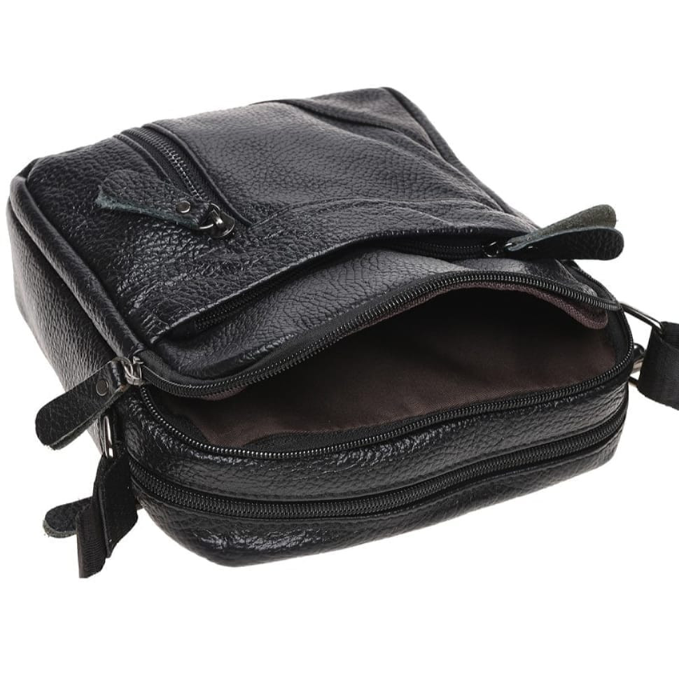 Чоловіча шкіряна сумка через плече Borsa Leather K11027-black