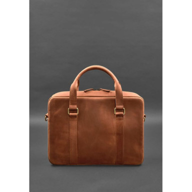 Leather bag for laptop and documents light brown Crazy Horse