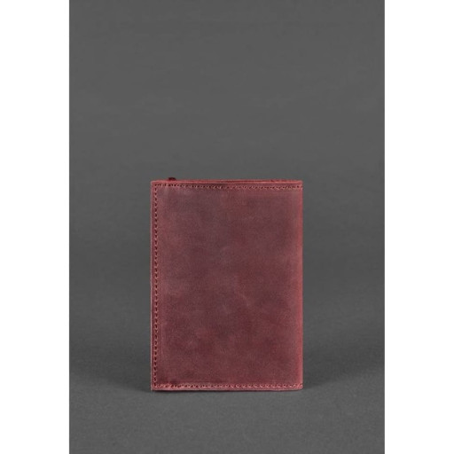 Шкіряна обкладинка для паспорта 1.0 бордова Crazy Horse