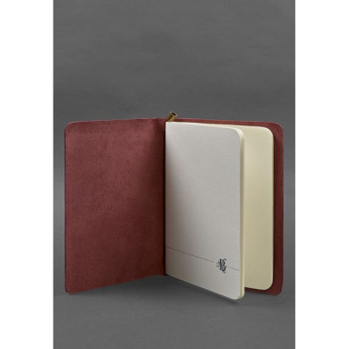 Leather notebook (soft book) 8.0 with elastic band burgundy crust