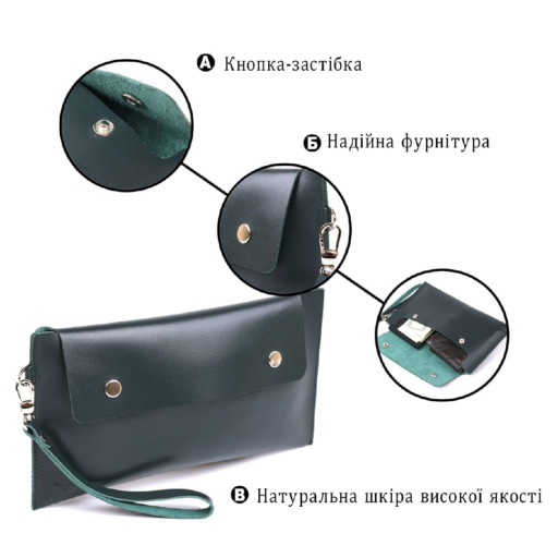 Шкіряна практична тревел-косметичка Shvigel 16423 Зелений