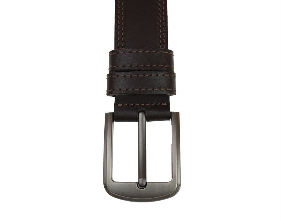 Men's leather belt denim double stitching SULLIVAN 112-24 (8) 115-150 cm brown
