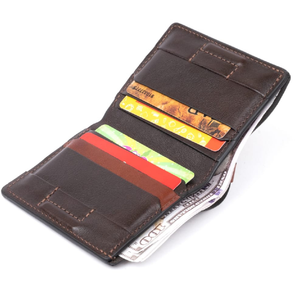 Зручний гаманець-клатч на блискавці з натуральної шкіри GRANDE PELLE 11659 Коричневий