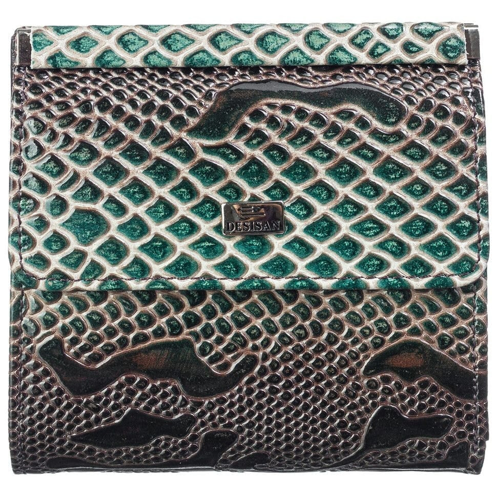 Гаманець жіночий шкіряний Desisan 067-317 зелений візерунок лак