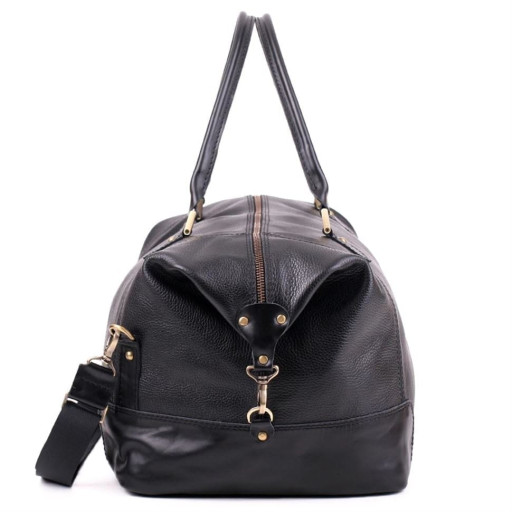 Сумка-саквояж дорожня шкіряна чорна Mtravel_2 Manufatto