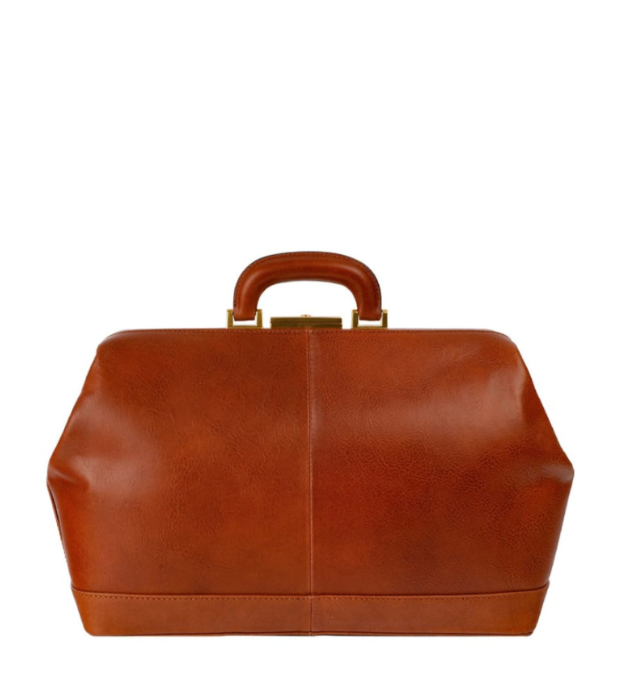 Large Italian Leather Doctor Bag for Women - Hamlet -  Cognac Matte Brownn color -  Time Resistance 5249401W