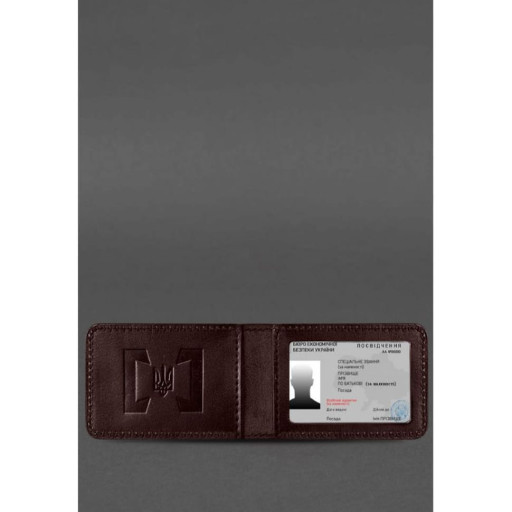 Кожаная обложка для удостоверения БЭБ (Бюро экономической безопасности Украины) Бордовая