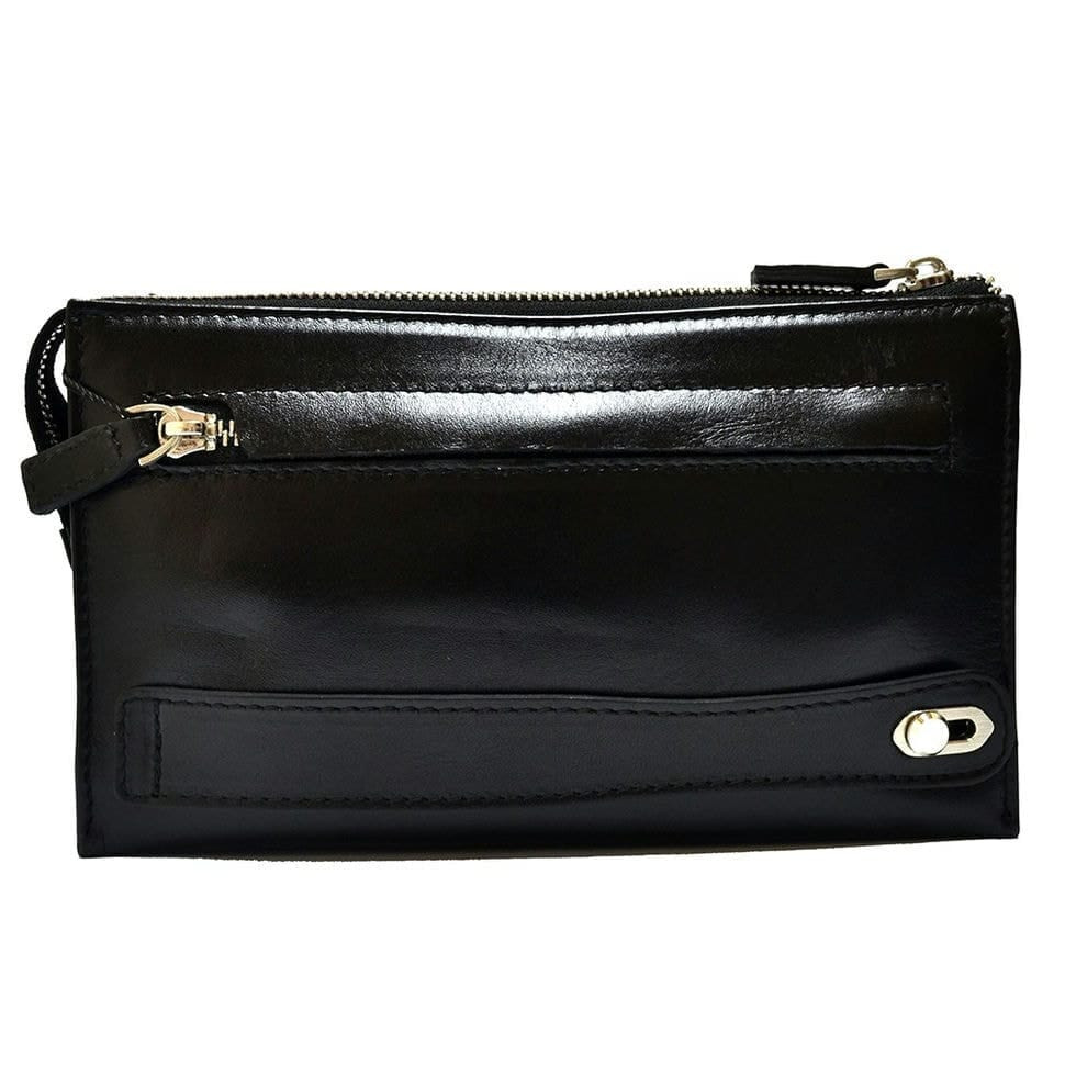 Барсетка кистьова шкіряна DESISAN 251-1 чорний гладкий