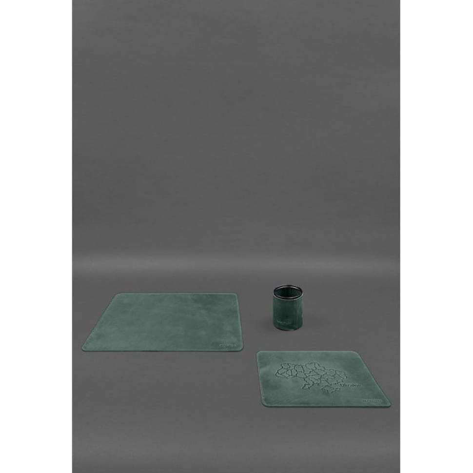 Настільний набір із натуральної шкіри 5.0 з карткою України Зелений Crazy Horse