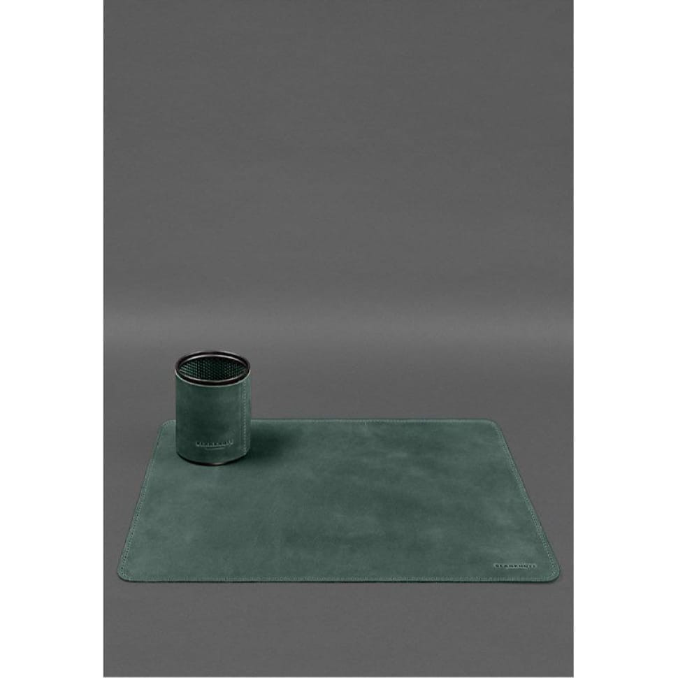 Настільний набір із натуральної шкіри 5.0 з карткою України Зелений Crazy Horse