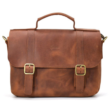 Mens shoulder bag with handle TARWA RB-6008-3md cognac