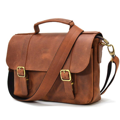 Mens shoulder bag with handle TARWA RB-6008-3md cognac
