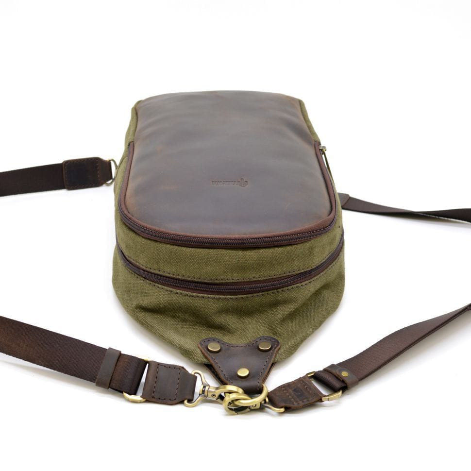 Слінг-рюкзак з канвас і кінської шкіри RH-2017-4lx TARWA