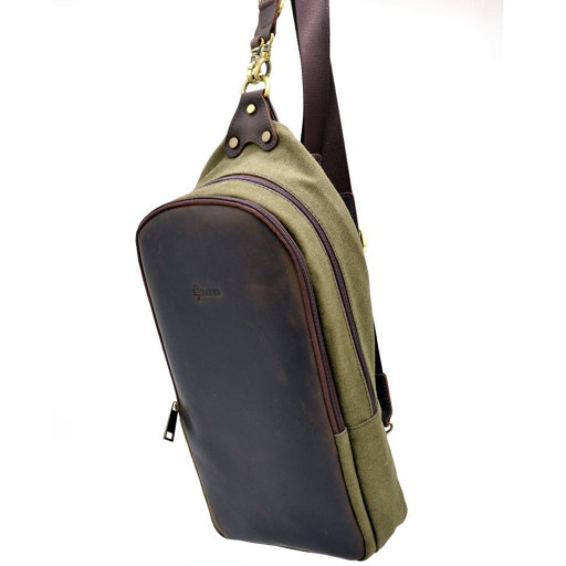 Слінг-рюкзак з канвас і кінської шкіри RH-2017-4lx TARWA