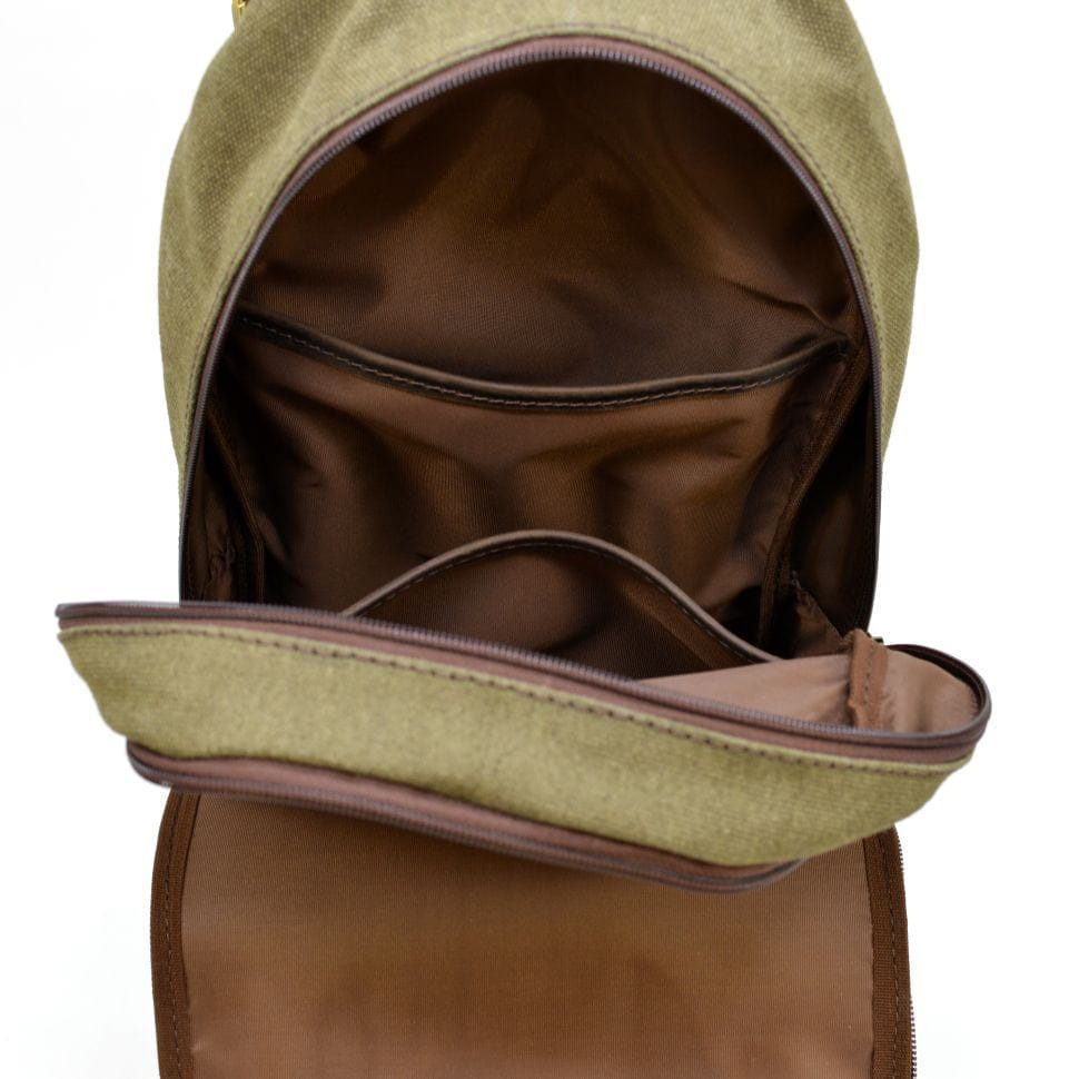 Слінг-рюкзак з канвас і кінської шкіри RH-2017-4lx TARWA