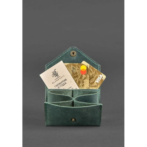 Шкіряний кард-кейс 3.0 зелений з мандалою