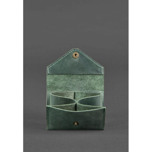 Шкіряний кард-кейс 3.0 зелений з мандалою
