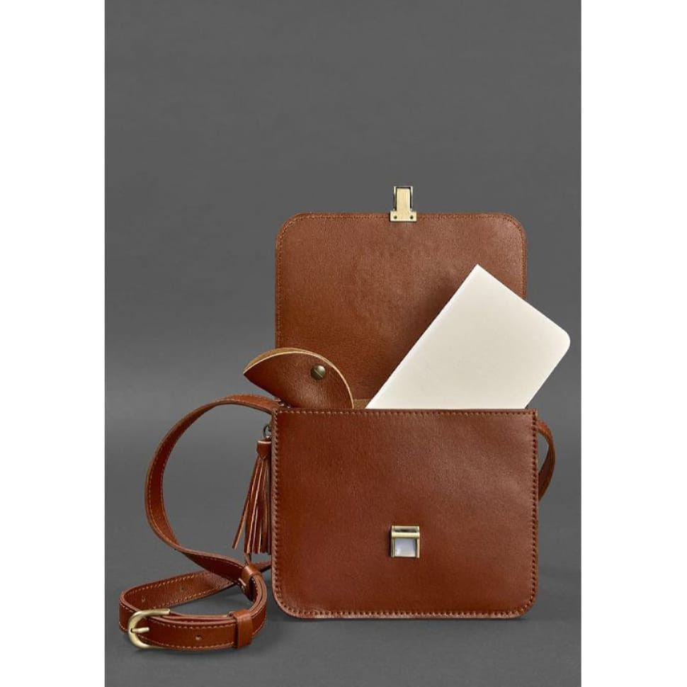 Шкіряна жіноча бохо-сумка Лілу світло-коричнева