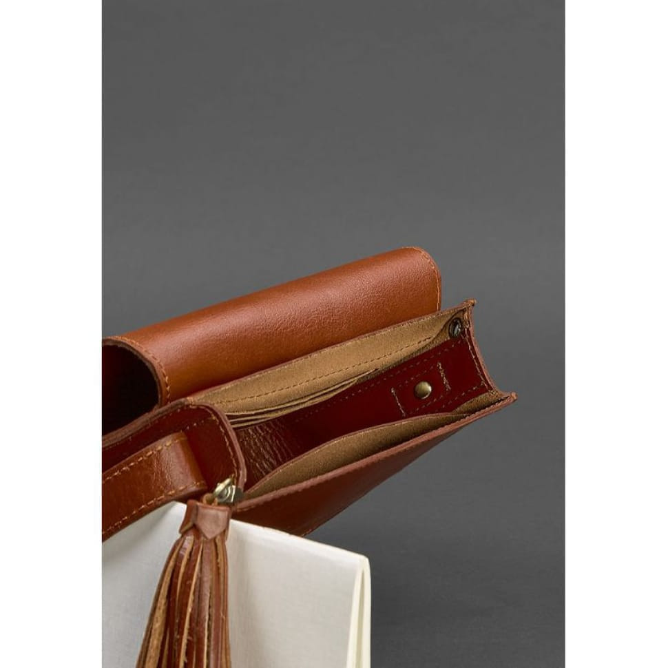 Шкіряна жіноча бохо-сумка Лілу світло-коричнева