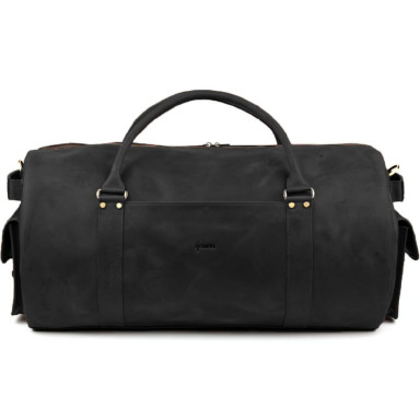 Travel trunk bag made of genuine leather RA-6564-4lx TARWA black