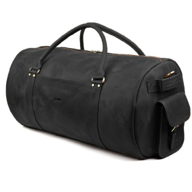 Travel trunk bag made of genuine leather RA-6564-4lx TARWA black