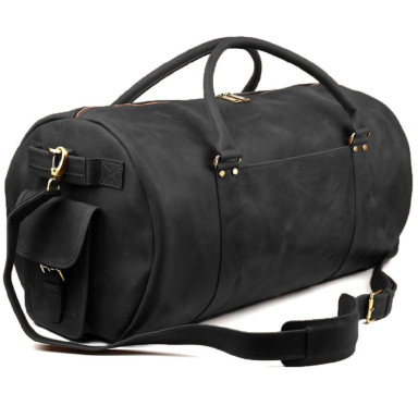 Travel trunk bag made of genuine leather RA-6564-4lx TARWA black