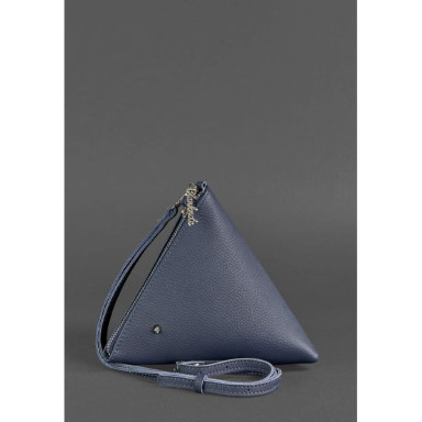 Women's leather cosmetic bag Pyramid blue