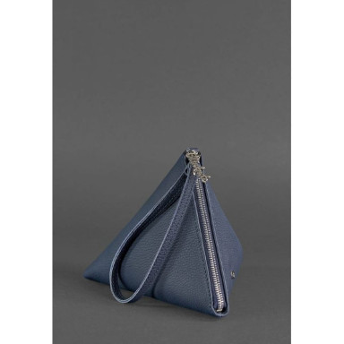 Women's leather cosmetic bag Pyramid blue