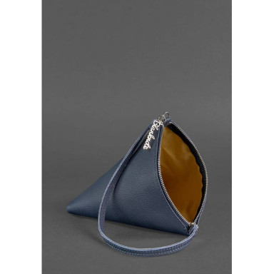 Women's leather cosmetic bag Pyramid blue