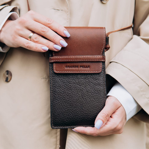 Міні сумка чохол для телефону, панч Grande Pelle 70372023 комбінована