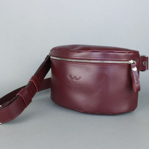 Шкіряна поясна сумка бордова