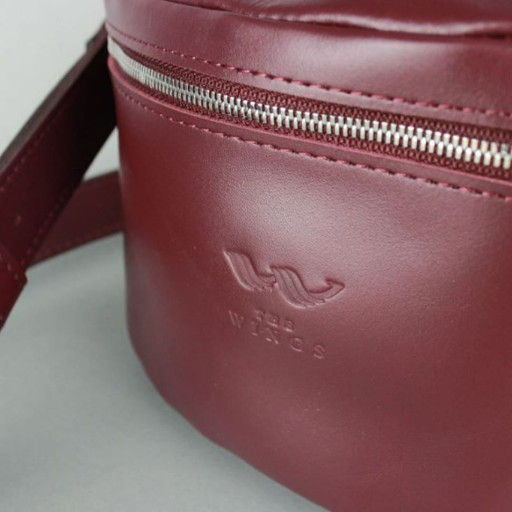 Шкіряна поясна сумка бордова