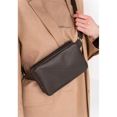 Dropbag Mini Leather Belt Bag dark brown