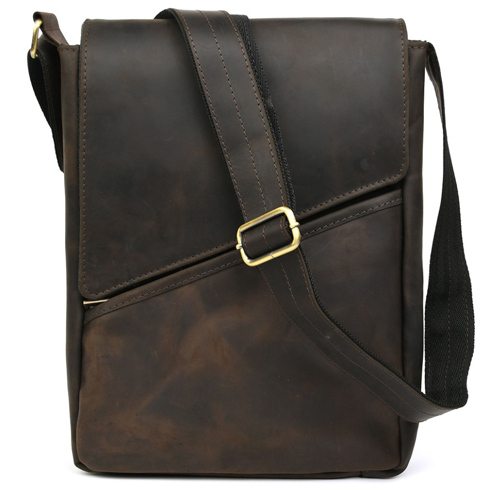 Mens leather shoulder bag A4 RC-1502-3md TARWA brown