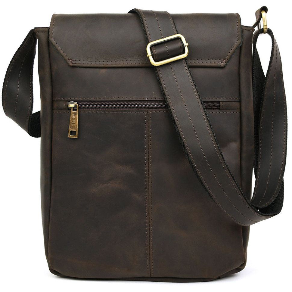 Mens leather shoulder bag A4 RC-1502-3md TARWA brown