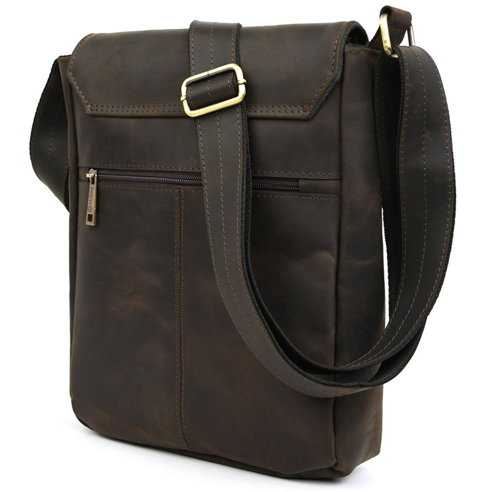 Mens leather shoulder bag A4 RC-1502-3md TARWA brown