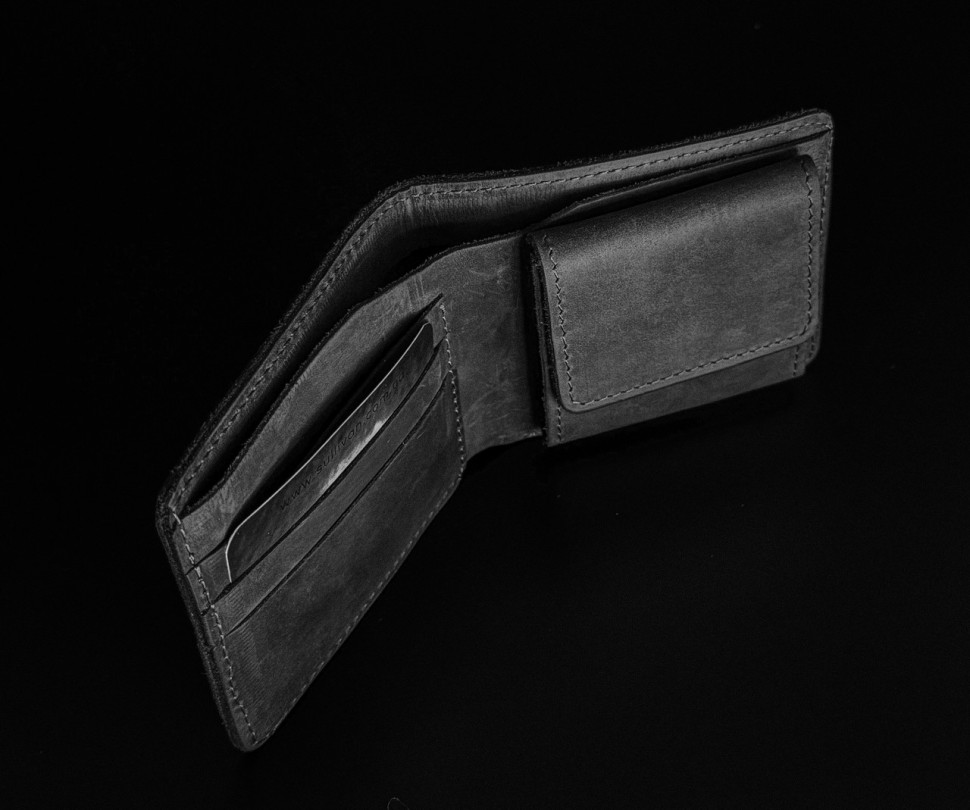 Кошелек кожаный маленький gm8(9) черный