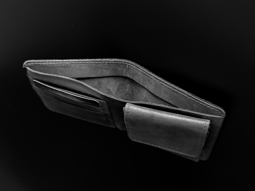 Кошелек кожаный маленький gm8(9) черный