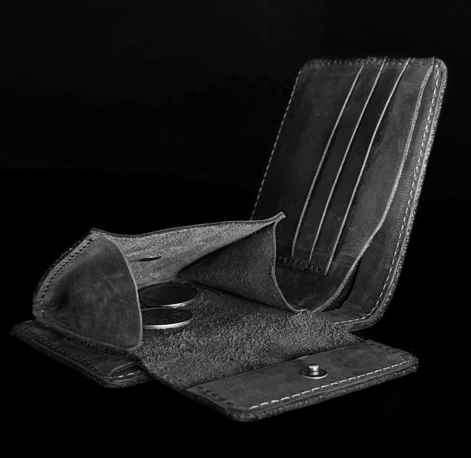 Кошелек кожаный маленький gm8(9) черный